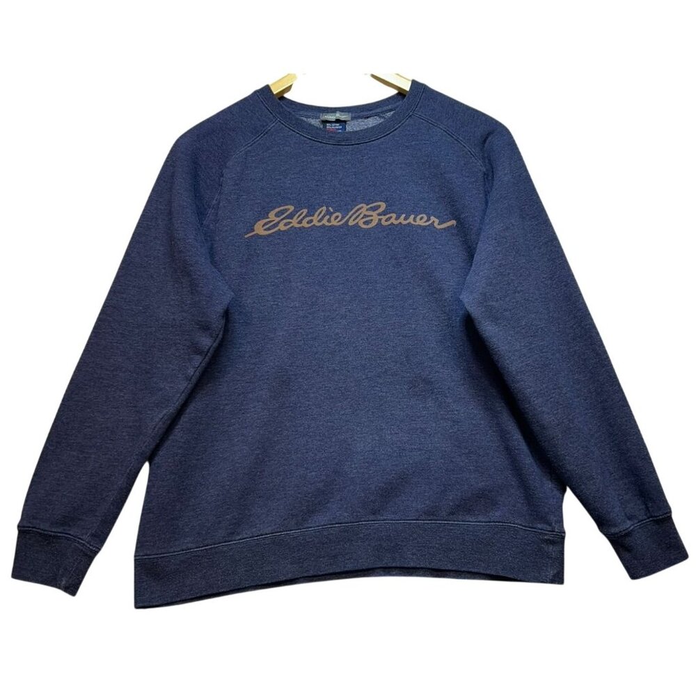 Eddie Bauer Men's Fleece-Lined Crew Neck Sweatshirt Long Sleeve Size S Blue